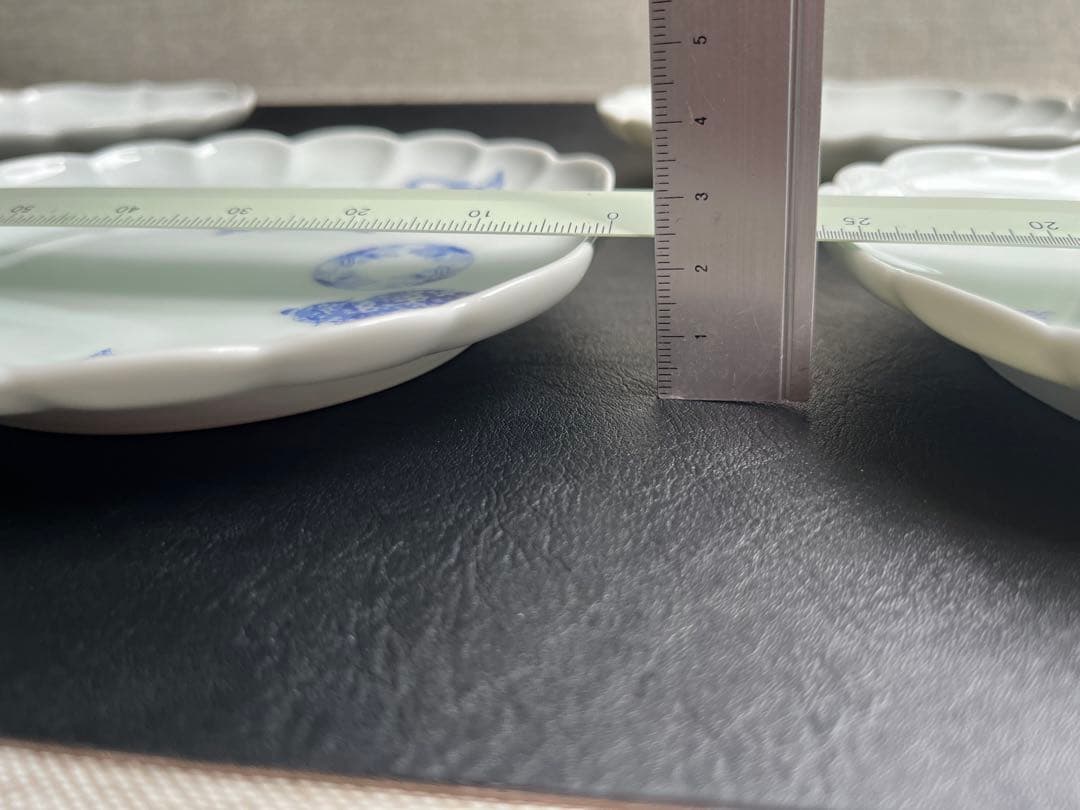 深川製磁　ブルーチャイナ　銘々皿　サービス皿揃　菊中割　5枚