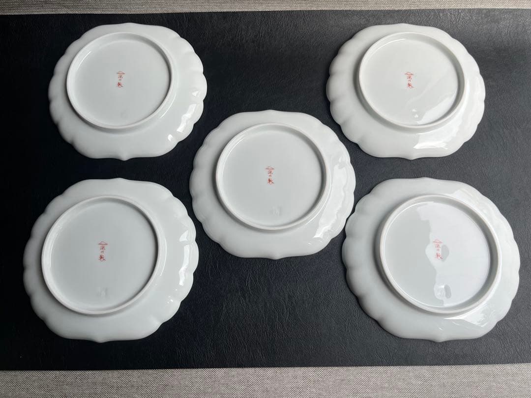 深川製磁　ブルーチャイナ　銘々皿　サービス皿揃　菊中割　5枚