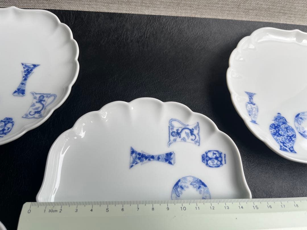 深川製磁　ブルーチャイナ　銘々皿　サービス皿揃　菊中割　5枚