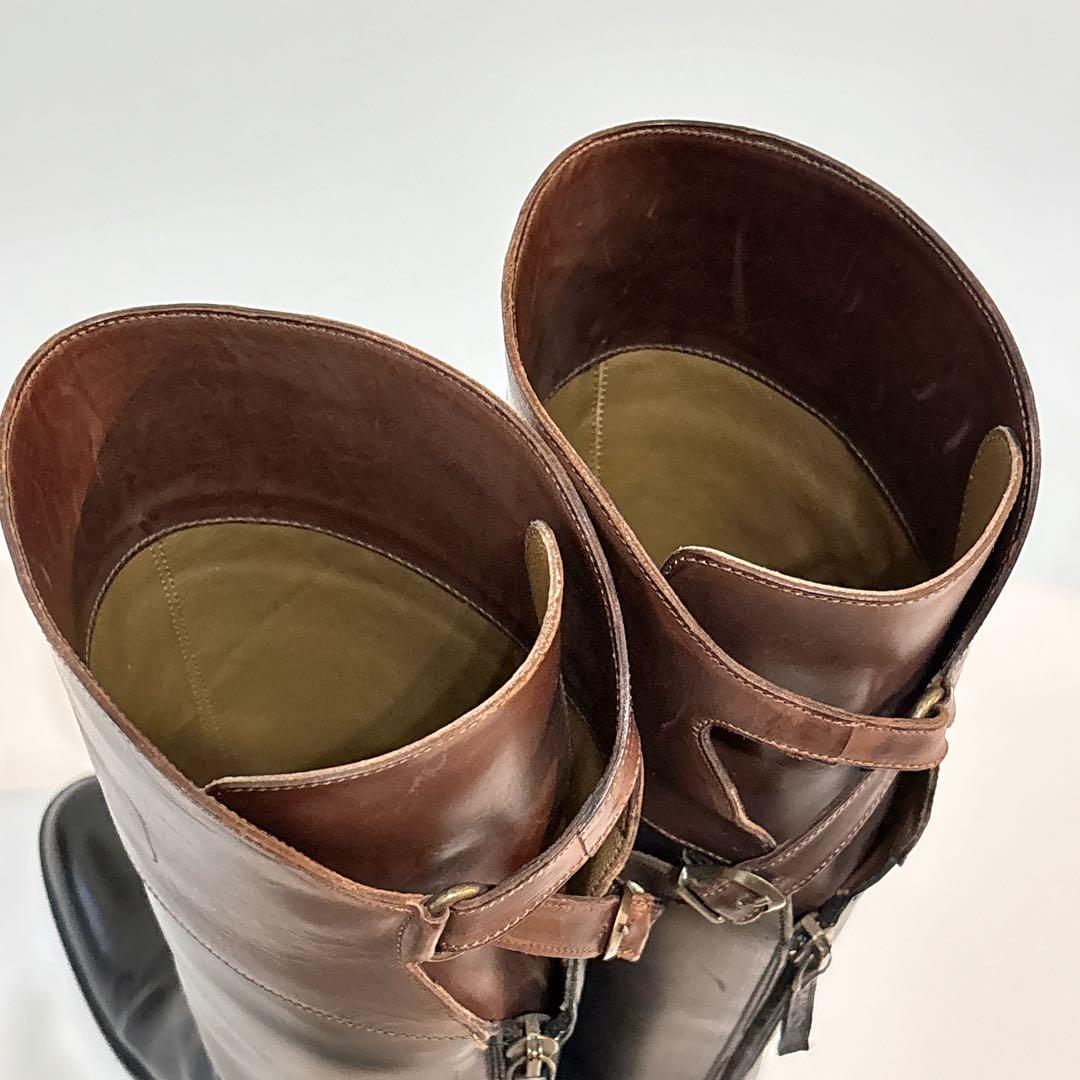 サルトル レザー ロングブーツ 黒　茶色　バイカラー ジョッキーブーツ 35