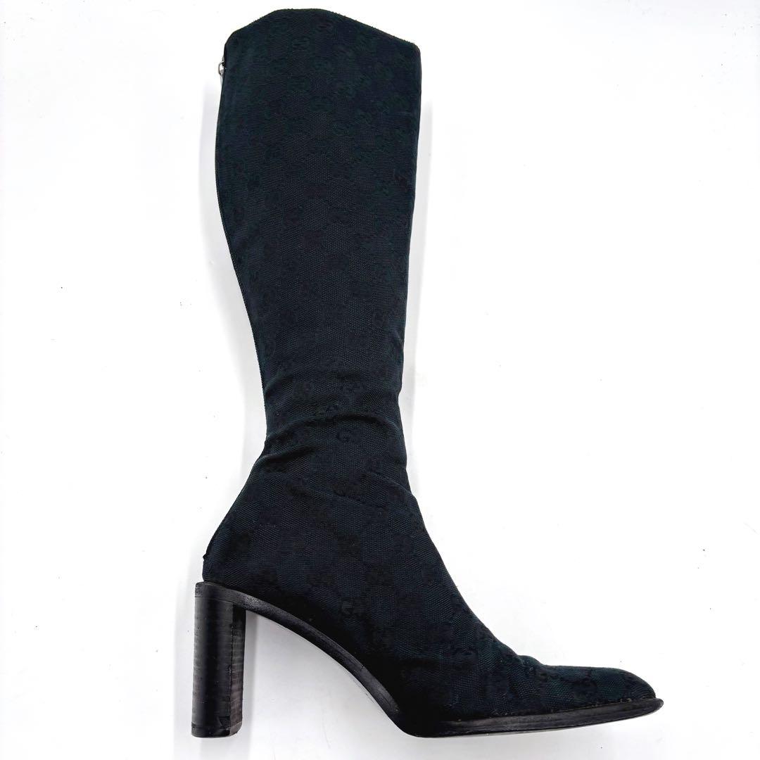 GUCCI グッチ GGキャンバス ロングブーツ サイズ37 約24㎝ ブラック