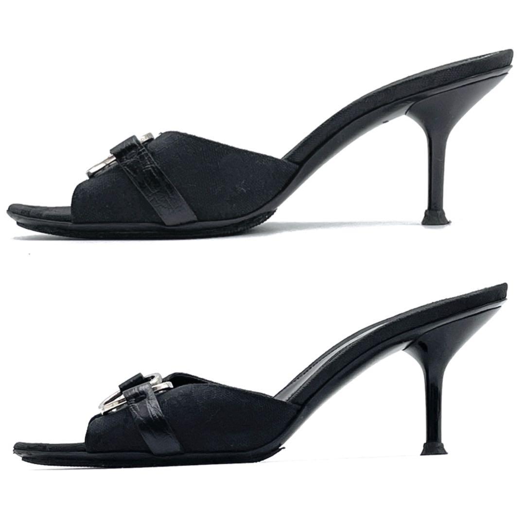 【良品】グッチ ホースビット サンダル ミュール サイズ35 GG ブラック