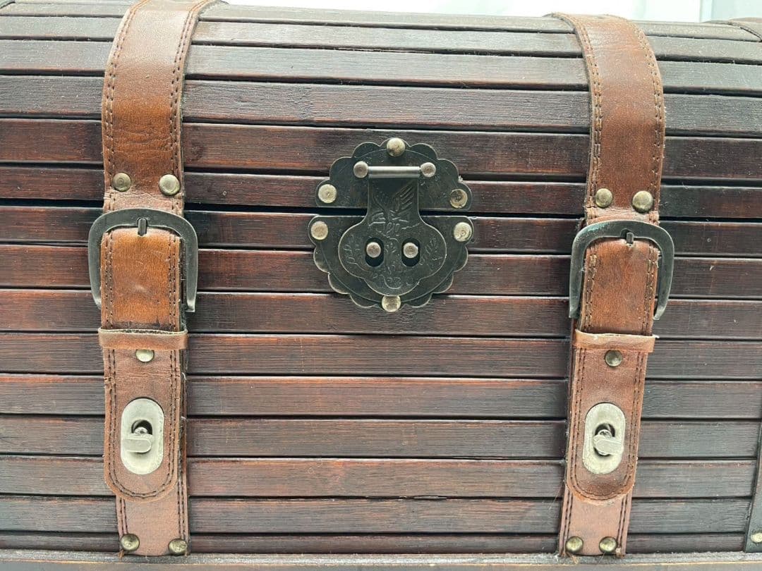 (iy/7.31/10)宝箱型収納　レトロ木箱