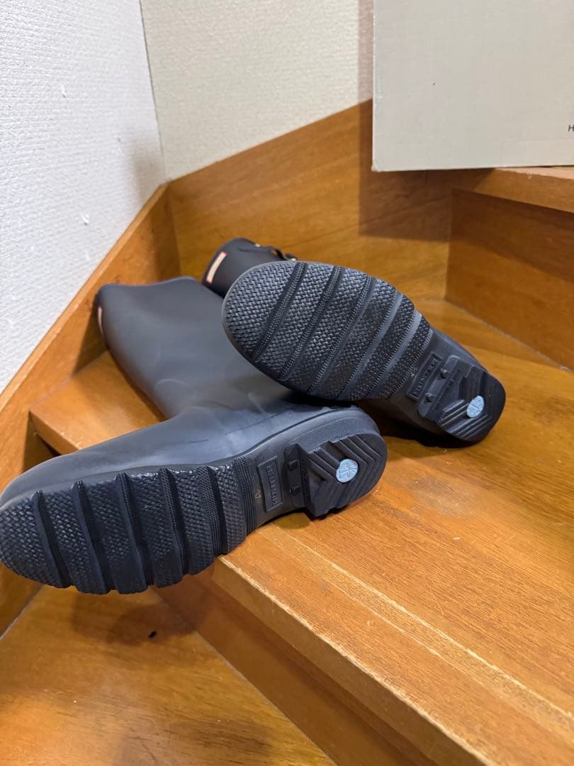 HUNTER ネイビー ロングレインブーツ