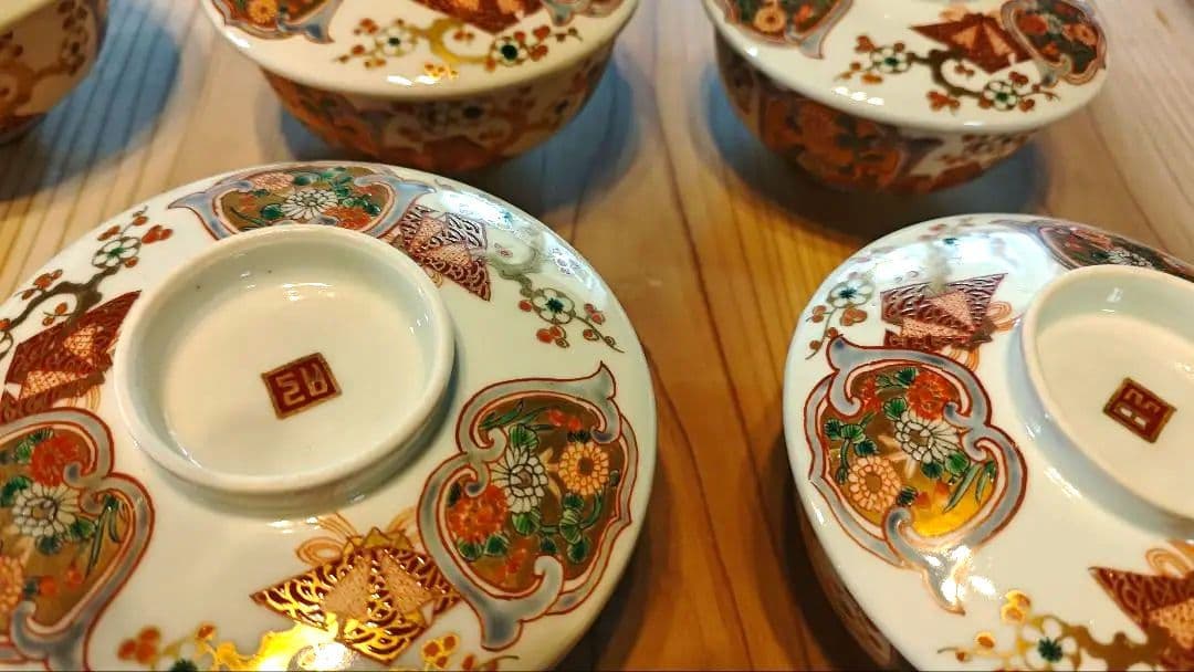 【源六窯／源六焼】明治末～ 幻の窯元／蓋付き茶碗6個・富永源六窯【嬉野焼】