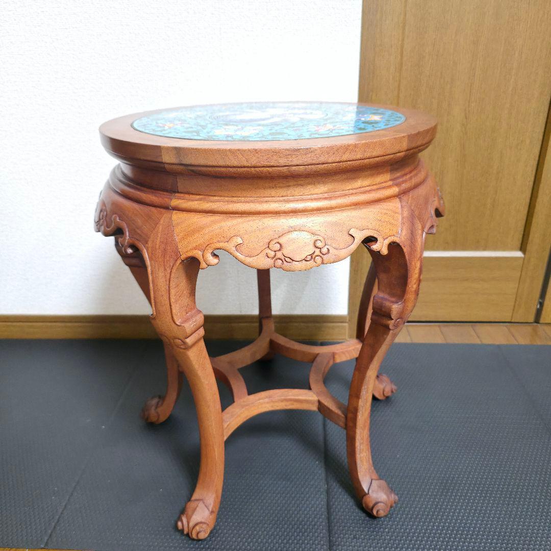 【188】景泰蘭　七宝天板　サイドテーブル　花台飾り台置台装飾時代 唐物中国美術