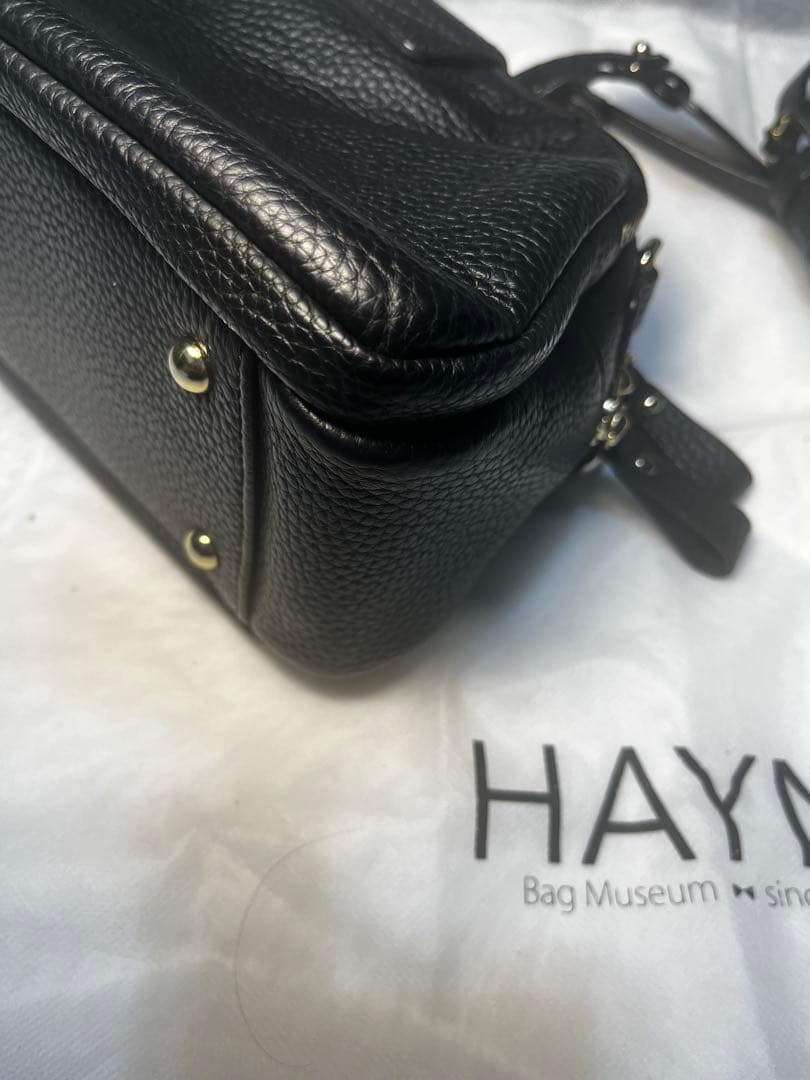 【美品】ヘイニ　ベイビーロシェ　ショルダーバッグ　本革　黒　金具金