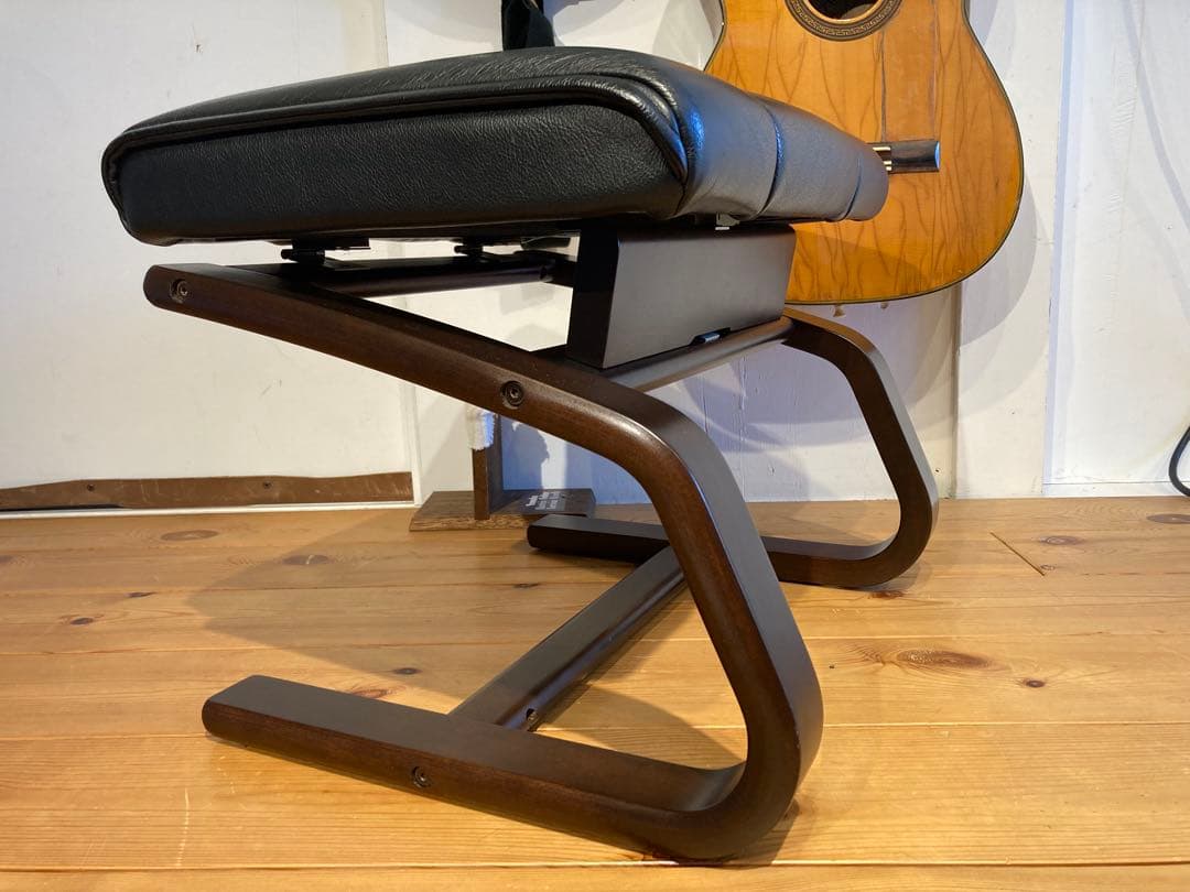 画像29枚 冨士ファニチア ブラック 本革 レザー オットマン スツール リク