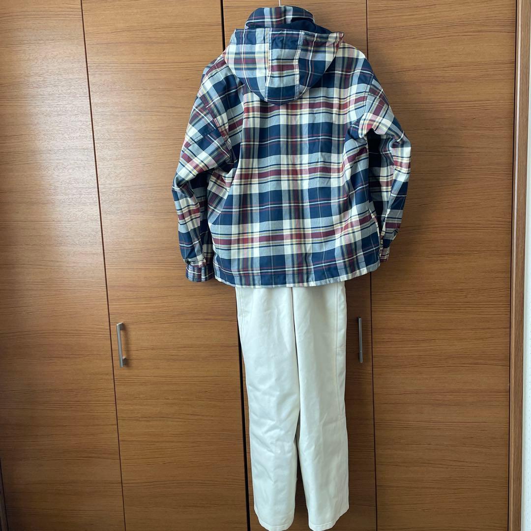 ellesse チェック柄 フード付きスキーウェア上下