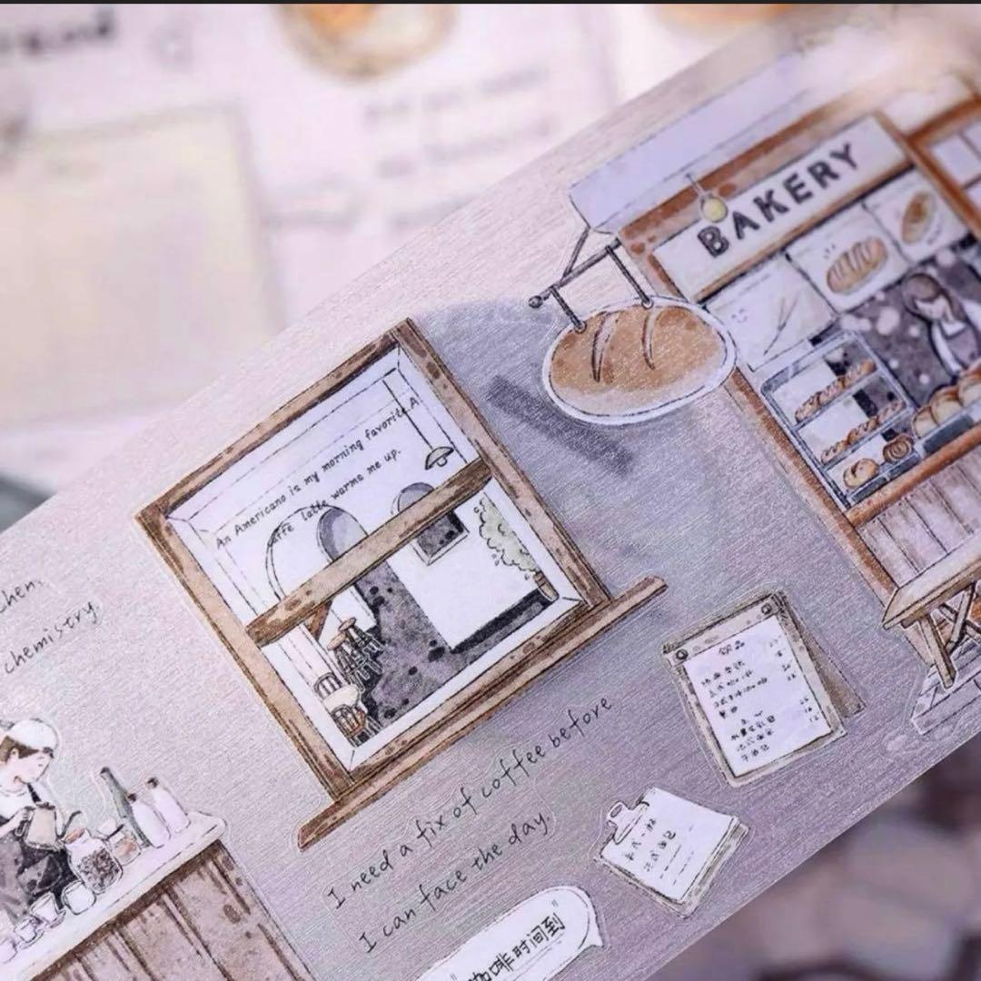 PET 起毛フィルム 小店街 ダイカット 7.5cm×6m 海外マスキングテープ