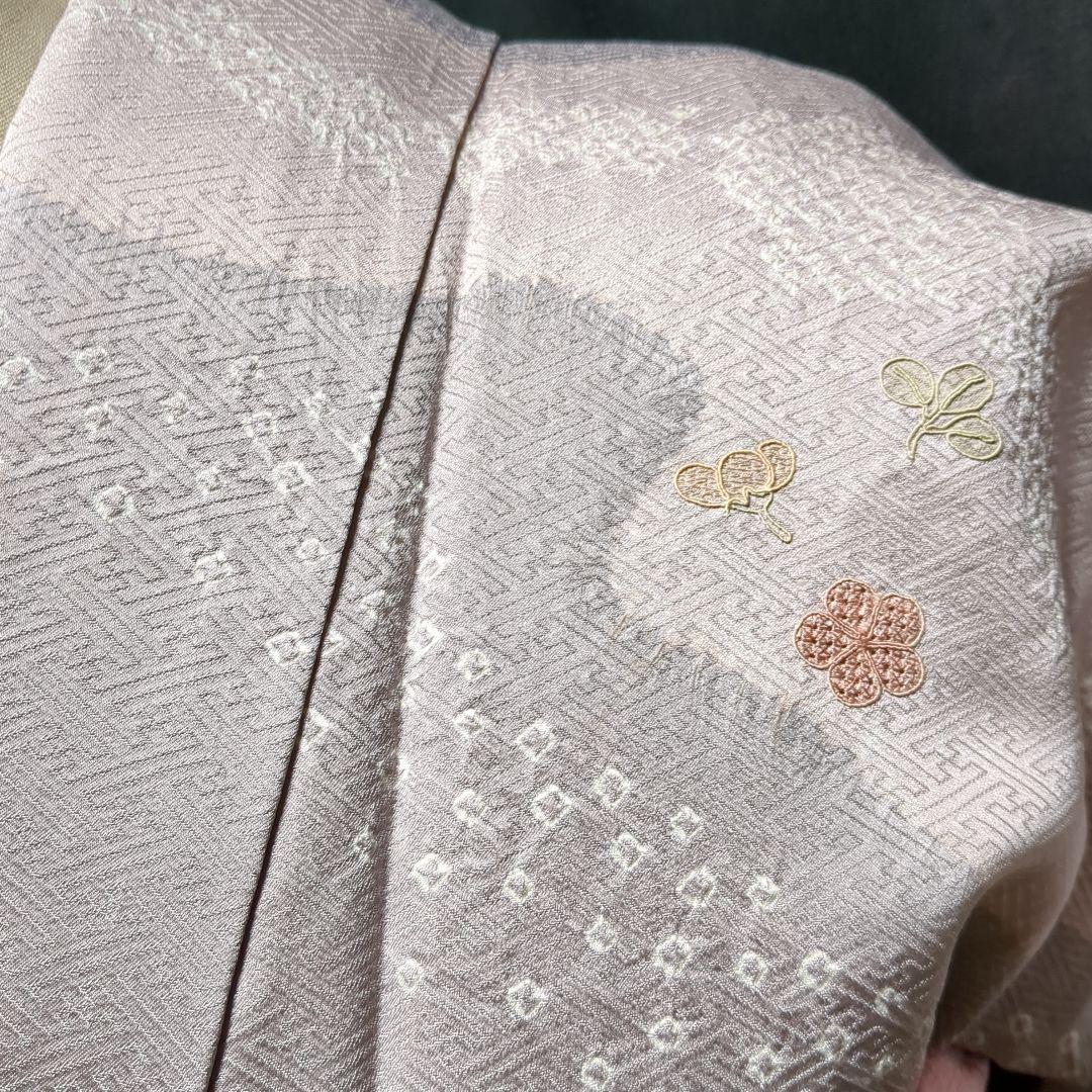 【訪問着】絞り　汕頭刺繍　スワトウ　紗綾形地模様　単品　入園入学式　お茶会　綸子
