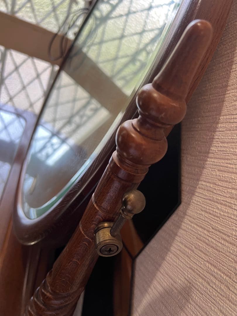 ★希少品！！ 木製ブラウンドレッサー・鏡台 アンティーク美品　最高級銅引ミラー