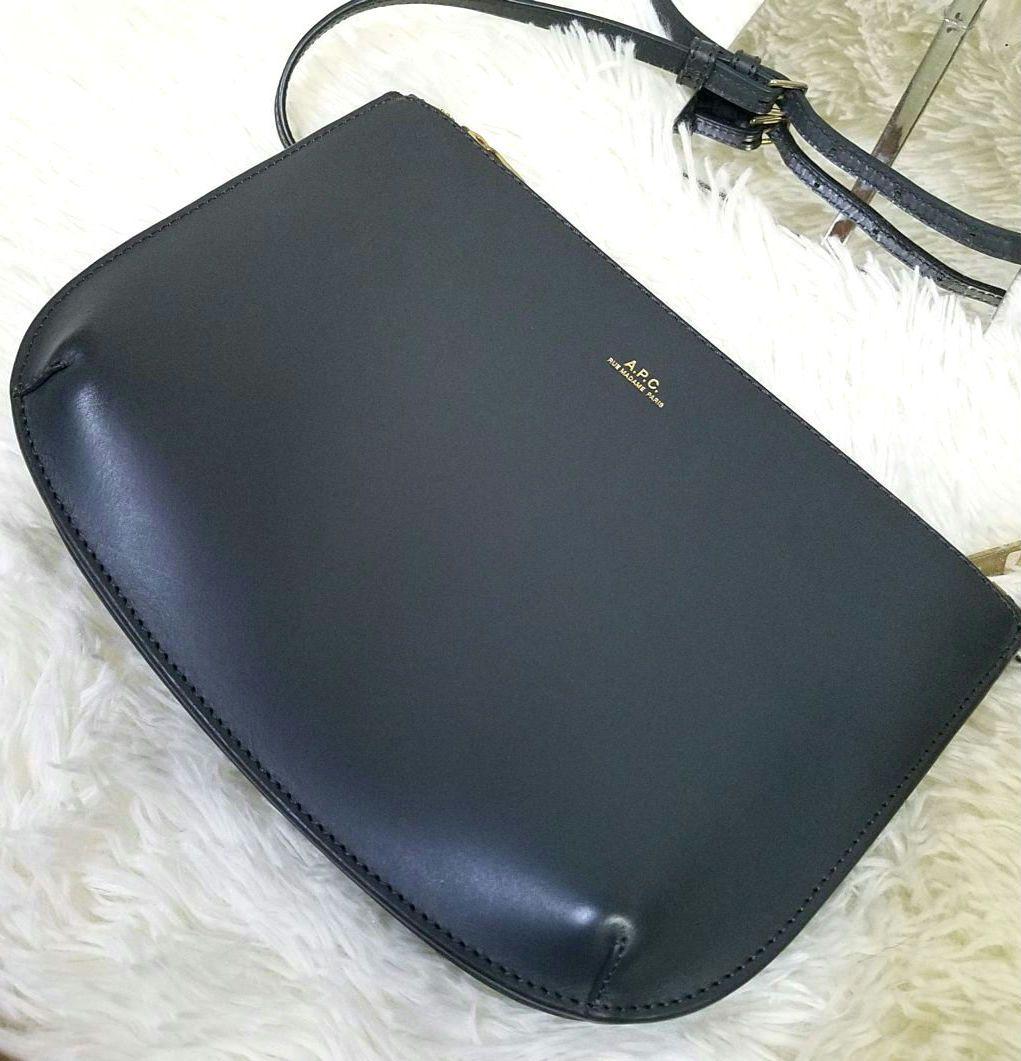 【極美品】A.P.C ショルダーバッグ ダブルポケット レザー グレー 保存袋