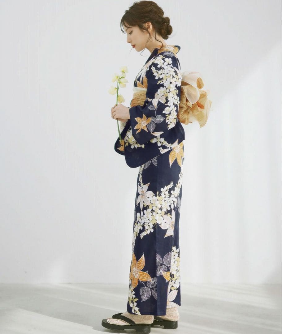 浴衣　Dita（ディータ）　幻想鏡花水月(柑橘）4点セット