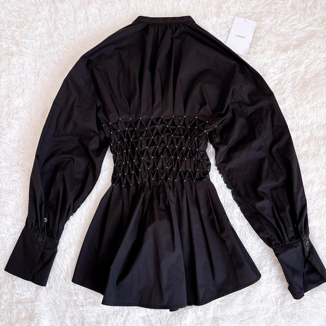 【未使用品】Ameri BLOOM SHIRRING SHIRT ブラック