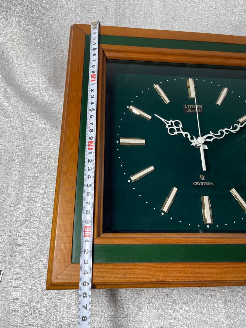 CITIZEN 掛時計 緑 正方形 約35cm 動きます　貴重　レア　昭和レトロ