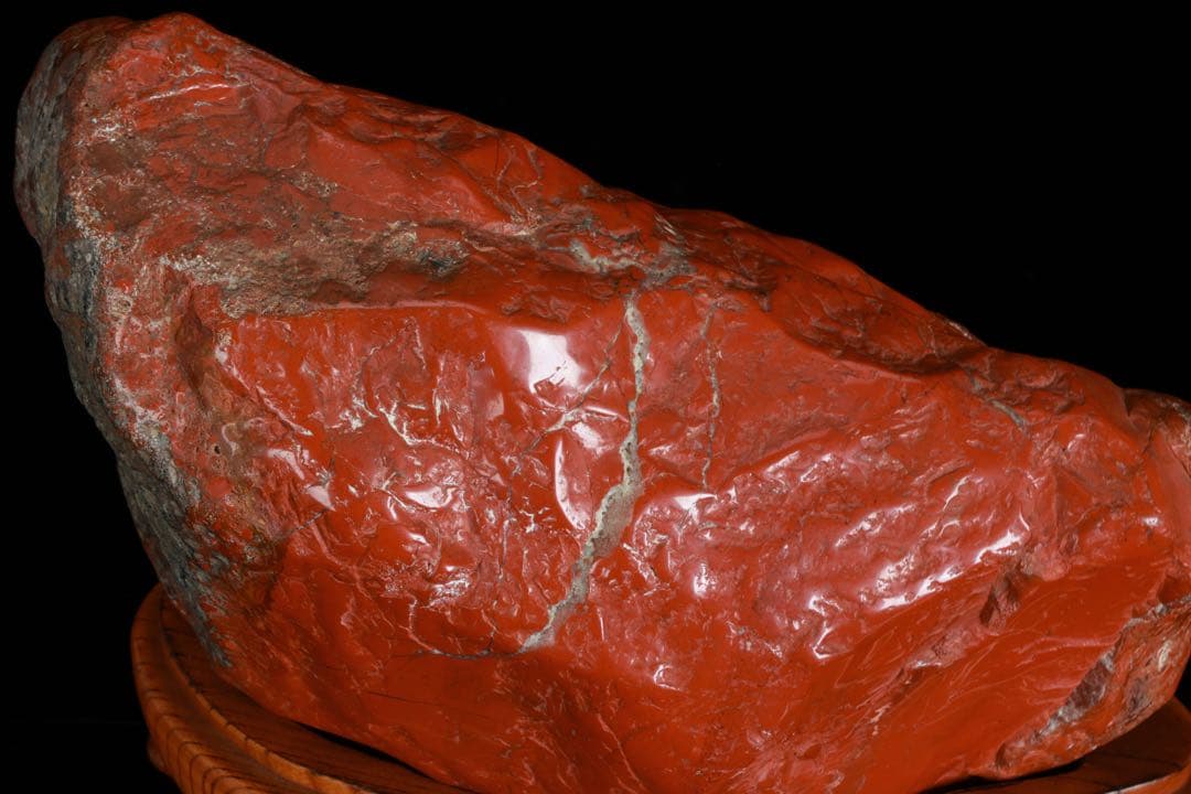 佐渡 赤玉石 赤石 碧玉 台座付 6.4kg 水石 鑑賞石 天然石 盆石 飾石