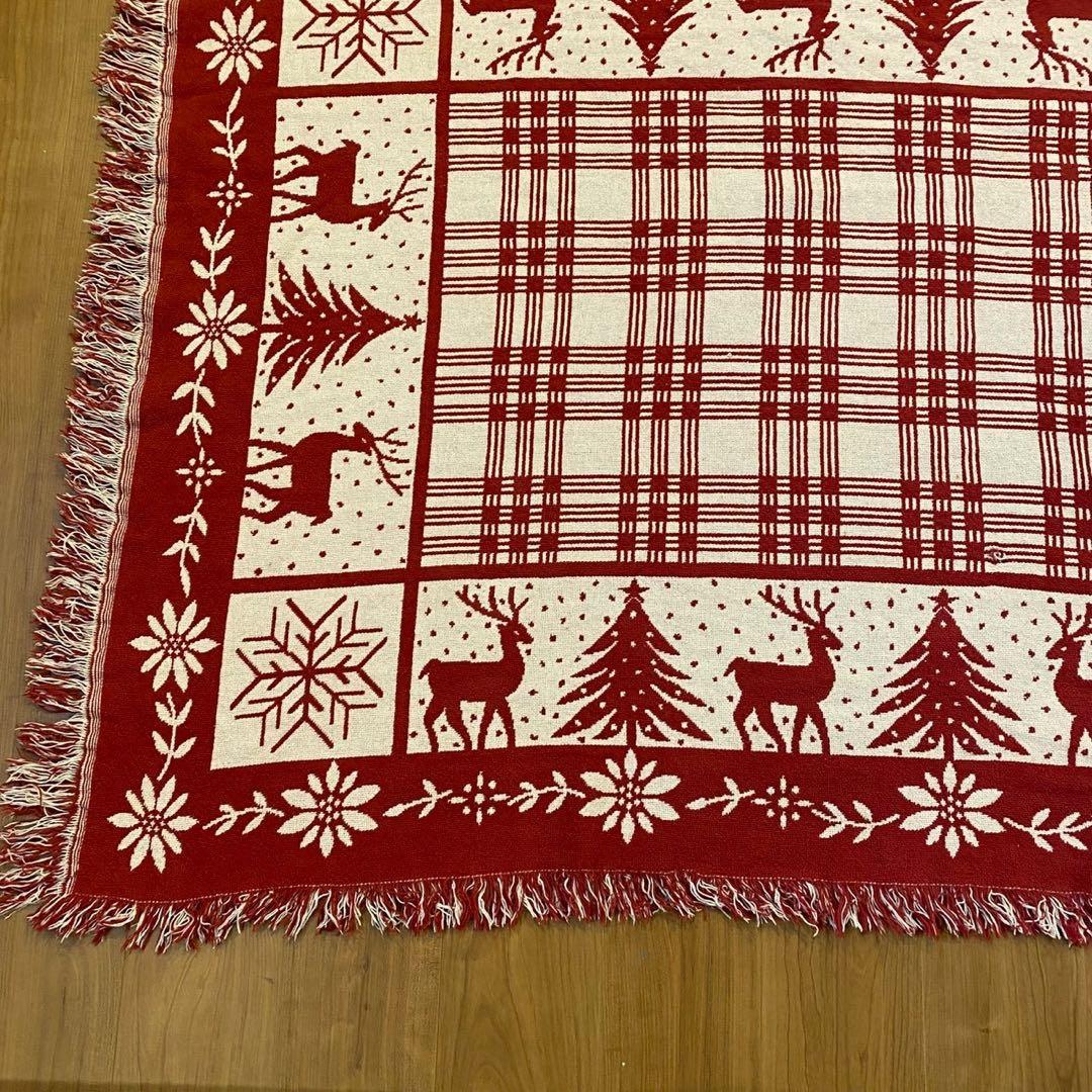 ゴブラン織 ラグ トナカイ ツリー アメリカンカントリー 大判 170×117