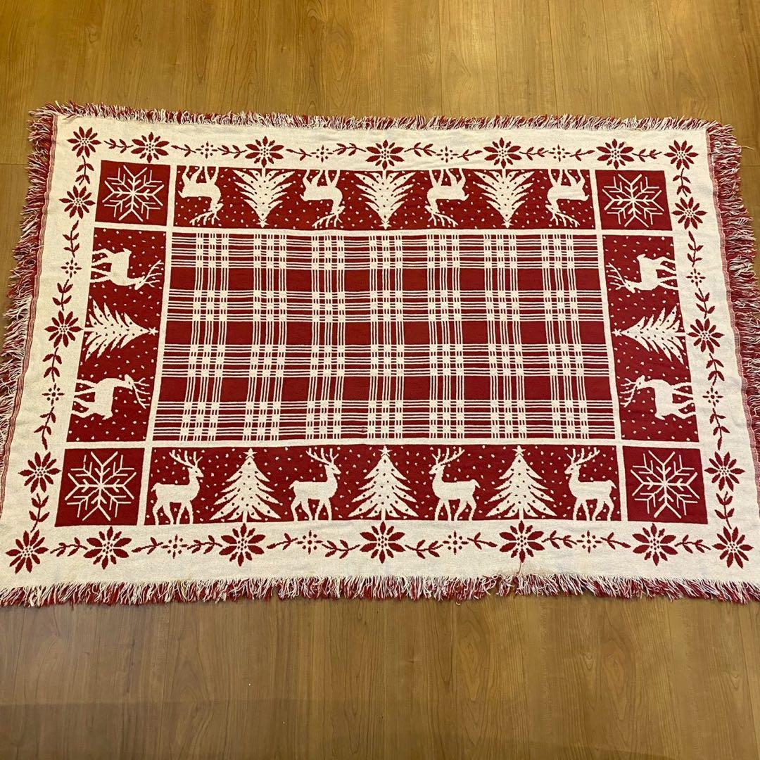 ゴブラン織 ラグ トナカイ ツリー アメリカンカントリー 大判 170×117