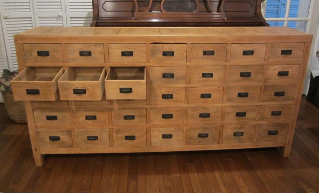 送料込35杯の引き出し棚　古家具　明治大正 アンティーク チェスト ドロワー