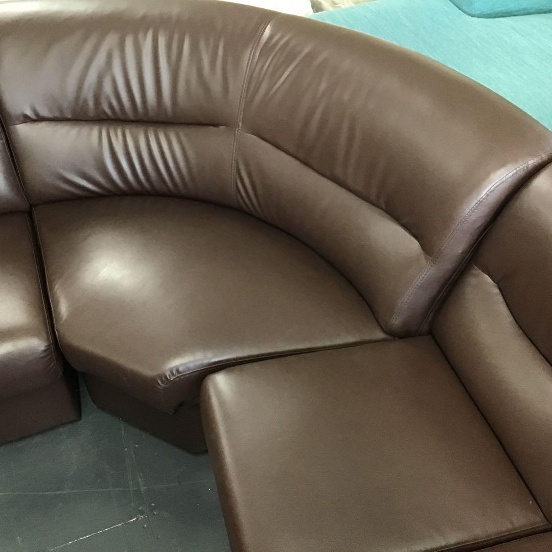 ダークブラウン コーナーソファ 合成皮革