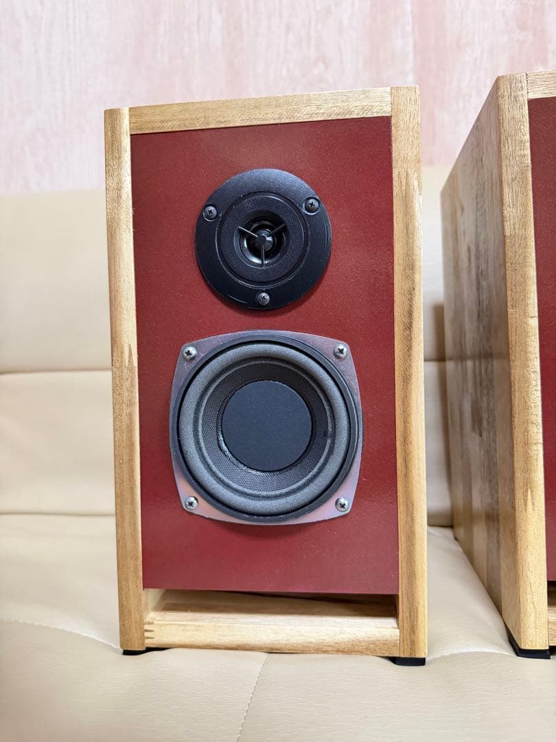 ブックシェルフ型2wayスピーカー （ペア）レッド/ウッド