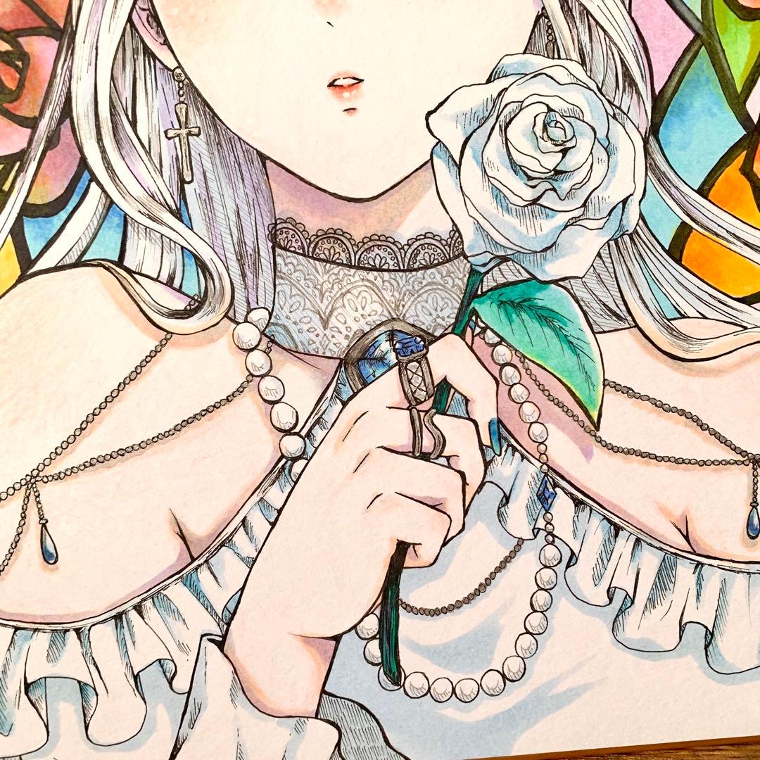 ぷ*ん様 No.11手描きイラスト　オリジナル　アナログ　色紙　原画