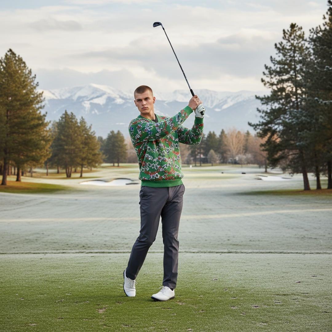 LL:Callaway 2.8万　日本製 総柄ニット 綿 未使用級 花柄 希少