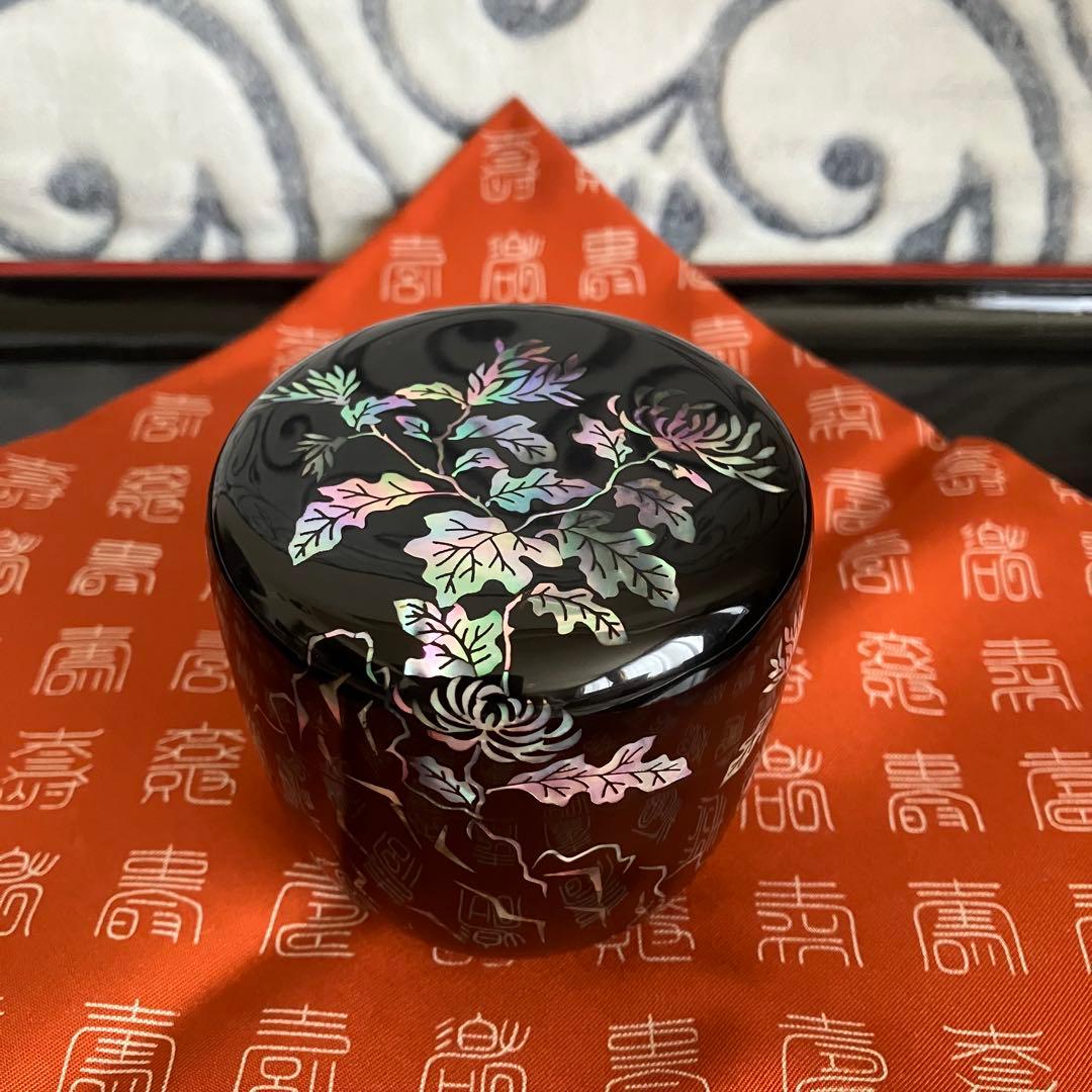 茶道具 高麗乾漆螺鈿 四君子棗 南山造 共箱