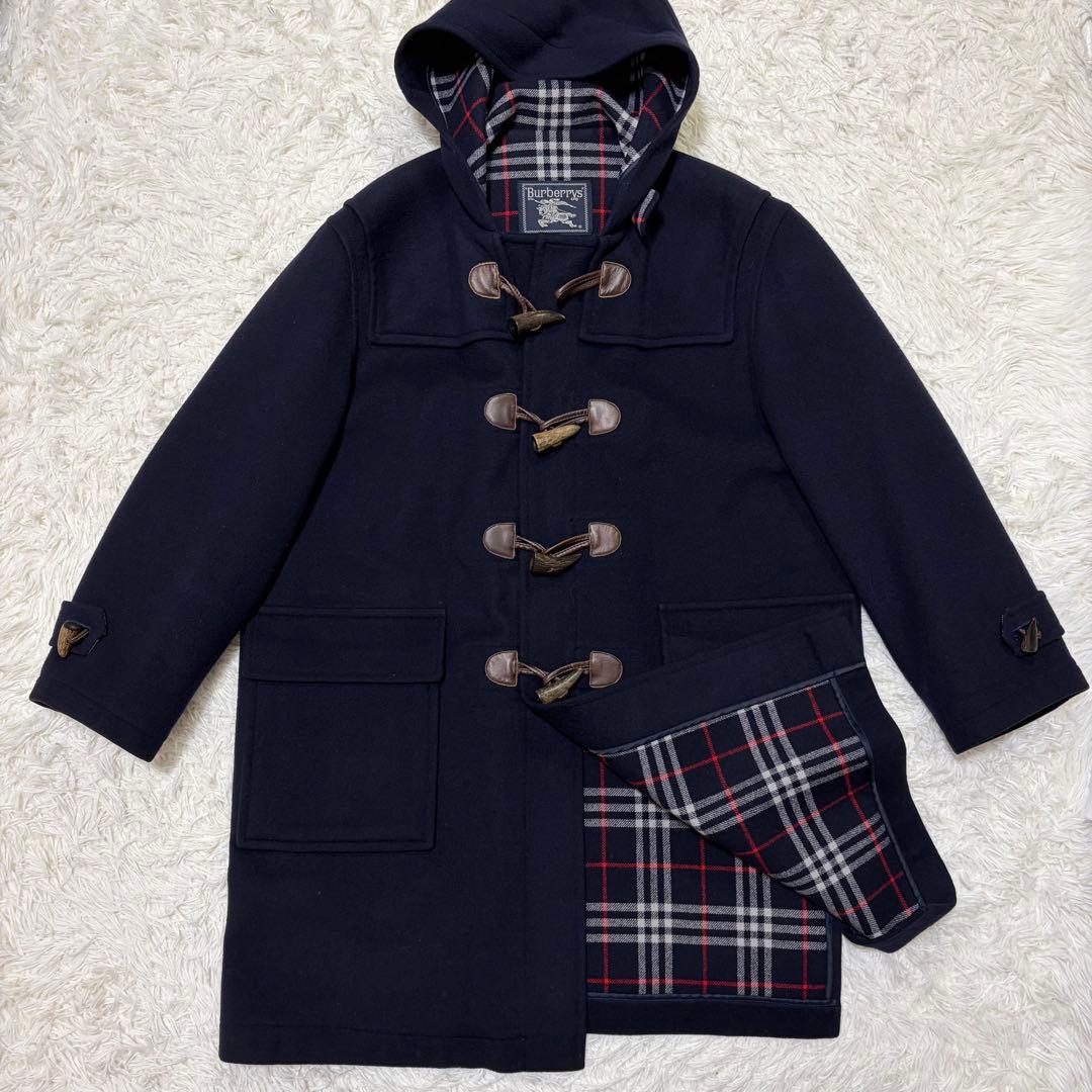 カシミヤ混✨BURBERRY バーバリー　ダッフルコート　ネイビーフリーサイズ