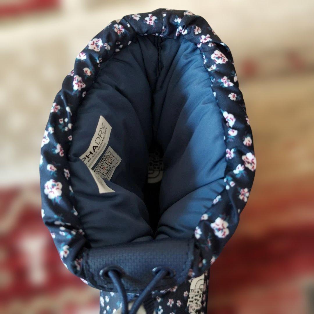 ノースフェイス ダウンブーツ 25㎝ 花柄ネイビー