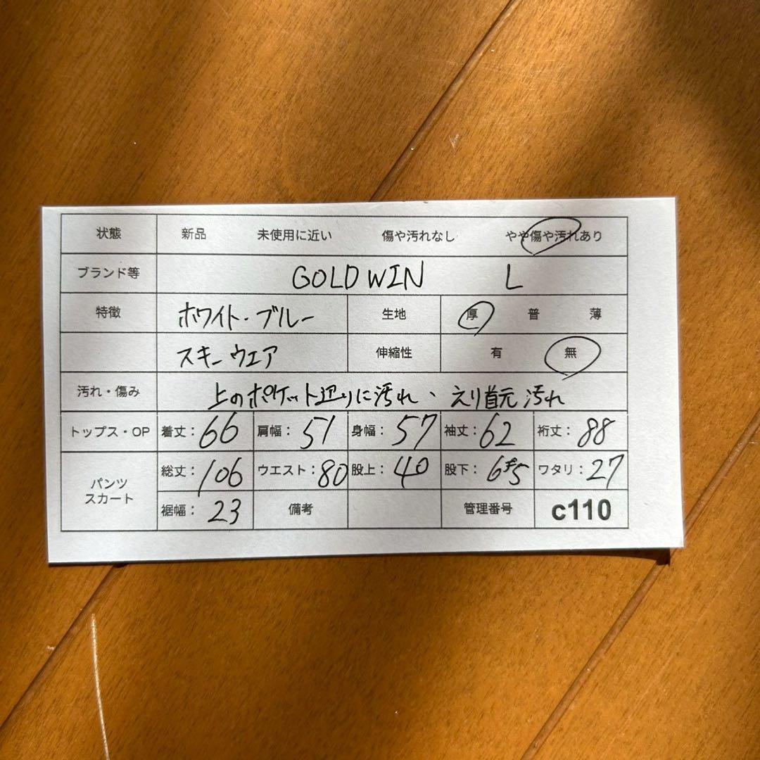 【GOLDWIN】L ホワイト/ブルー スキーウェア 上下セット c110