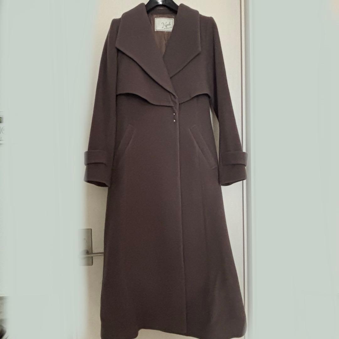 Noela バックプリーツウールトレンチコート ファーあり