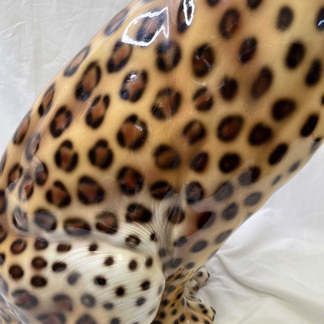 【希少良デザイン】最高級陶器　オブジェ　レオパード　骨董品　美術品　アニマル