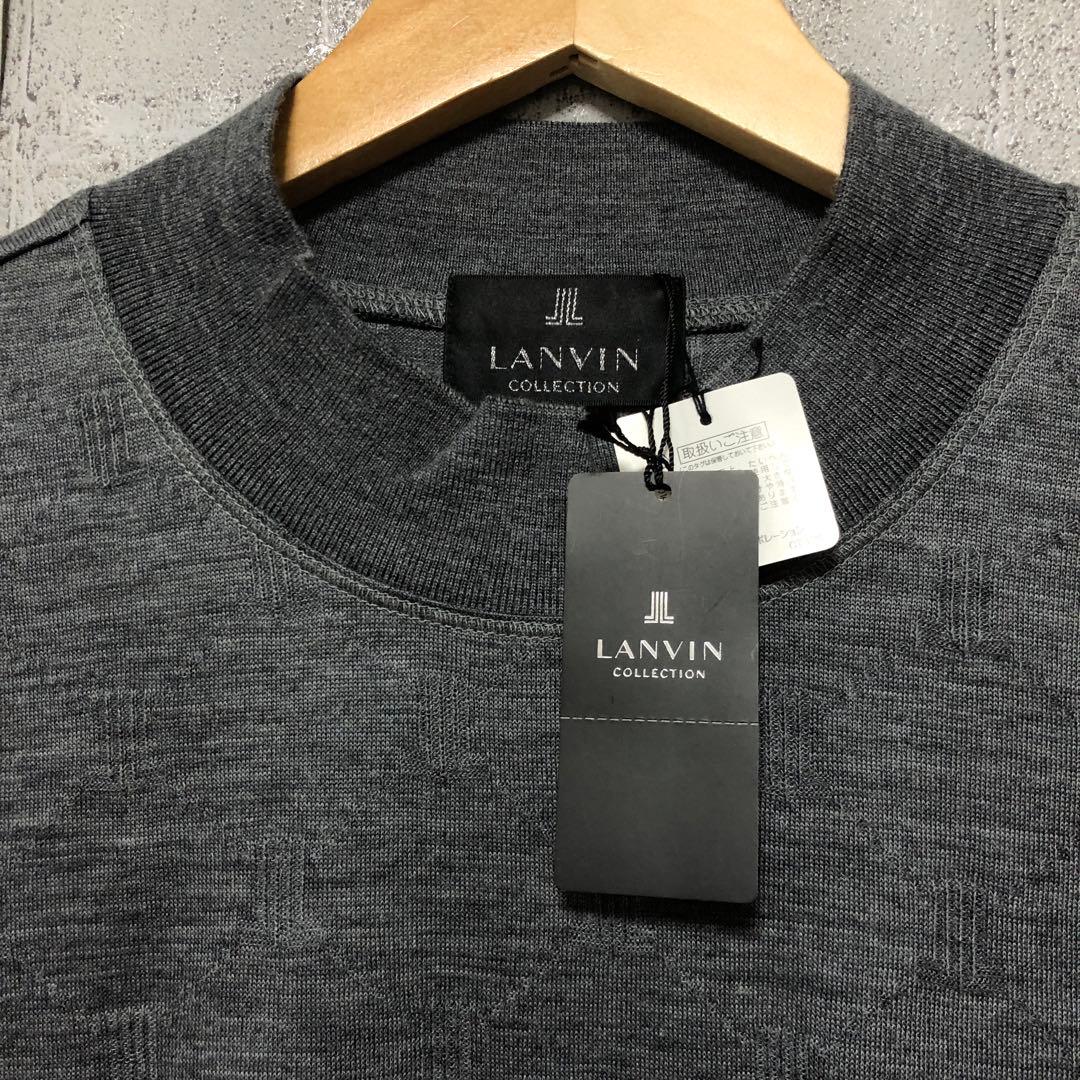 【LANVIN COLLECTION】モックネックニット　杢グレー 52(XL)