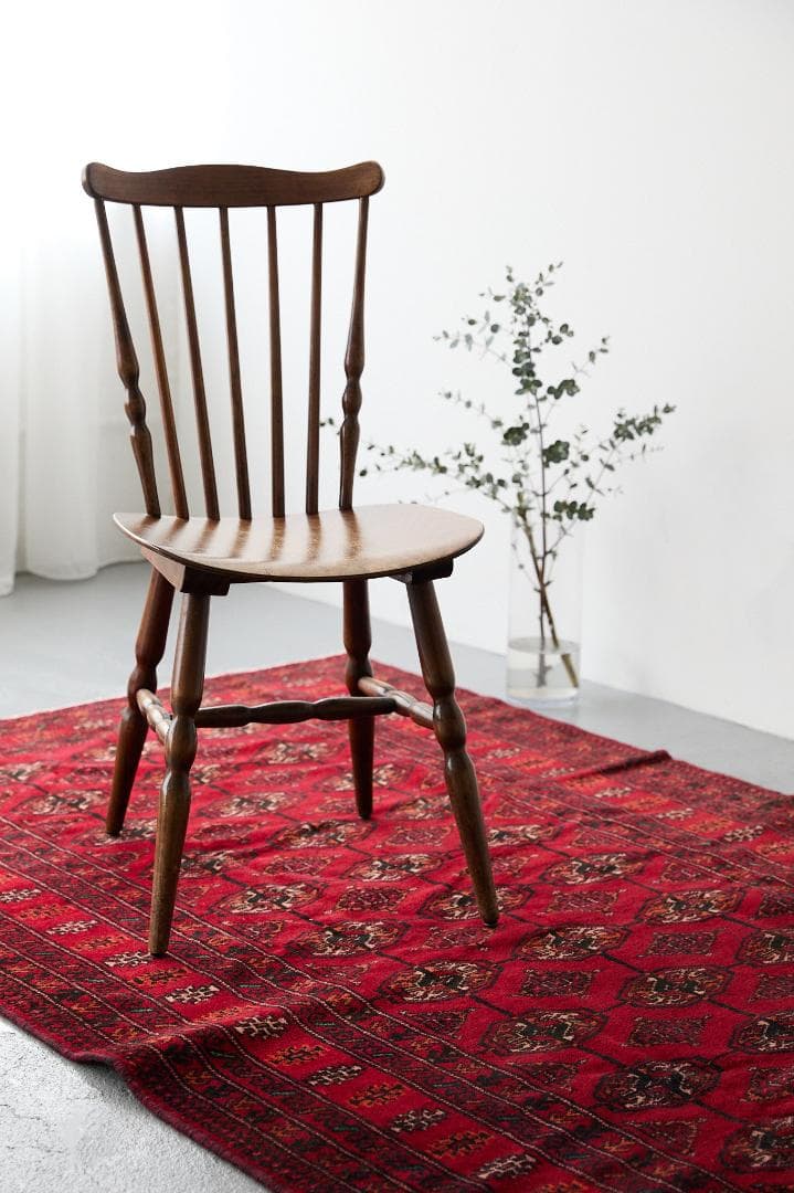 ヴィンテージラグ　トライバルラグ　トルクメン族　（203×126）赤　黒　茶　橙