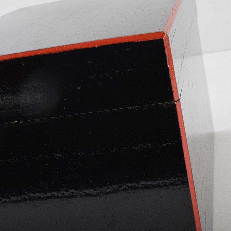 茶道具　面朱利休形茶箱　菊桐文茶碗　巾筒など　八点　一式　仕覆付　M　R9048