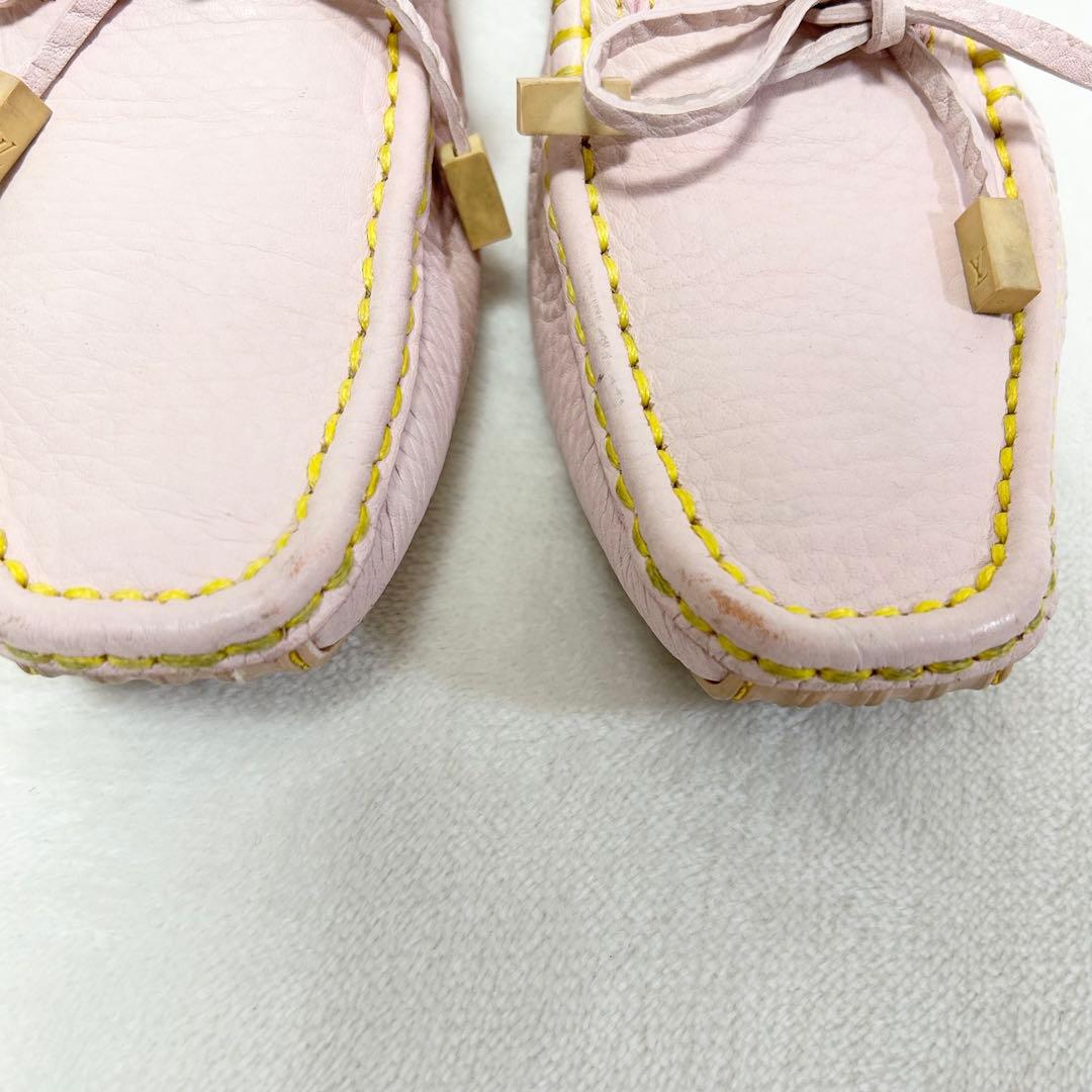 ルイ ヴィトン レザー ドライビングシューズ 37.5 ロゴリボン