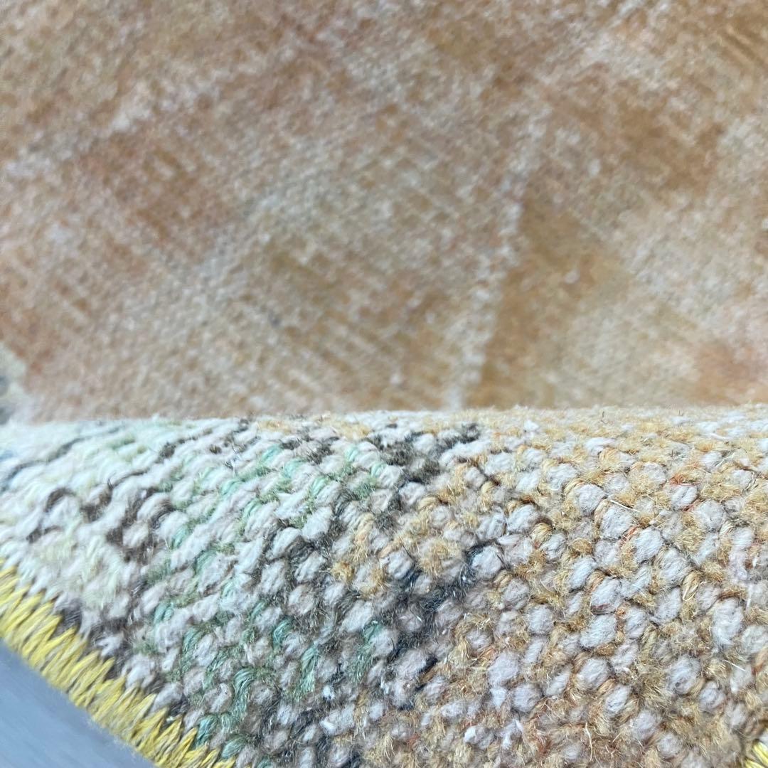 オレンジイエロー80×126グリーン　accentrug トルコヴィンテージラグ