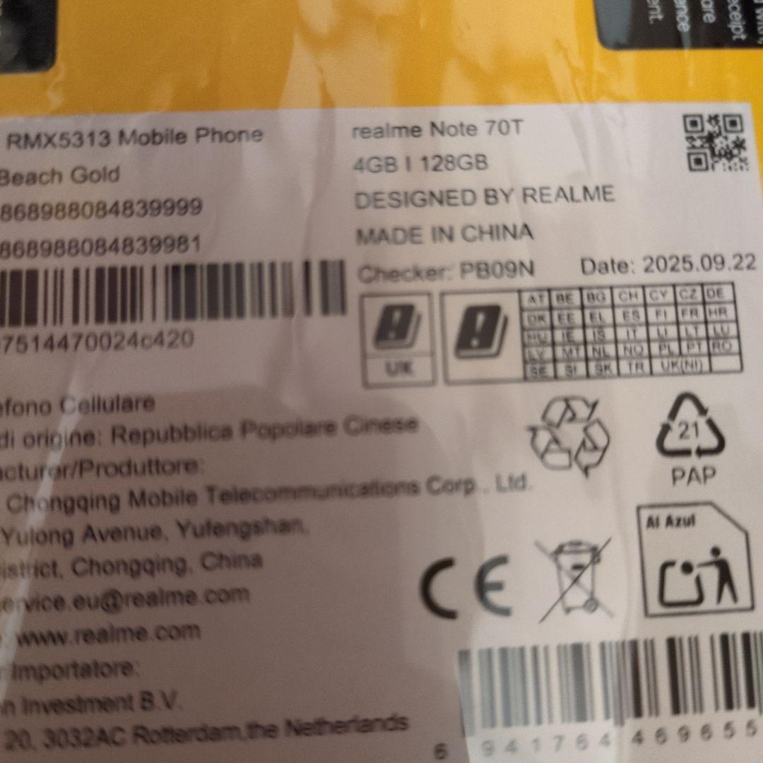 お値下不可！realme Note 70T 4GB 128GB