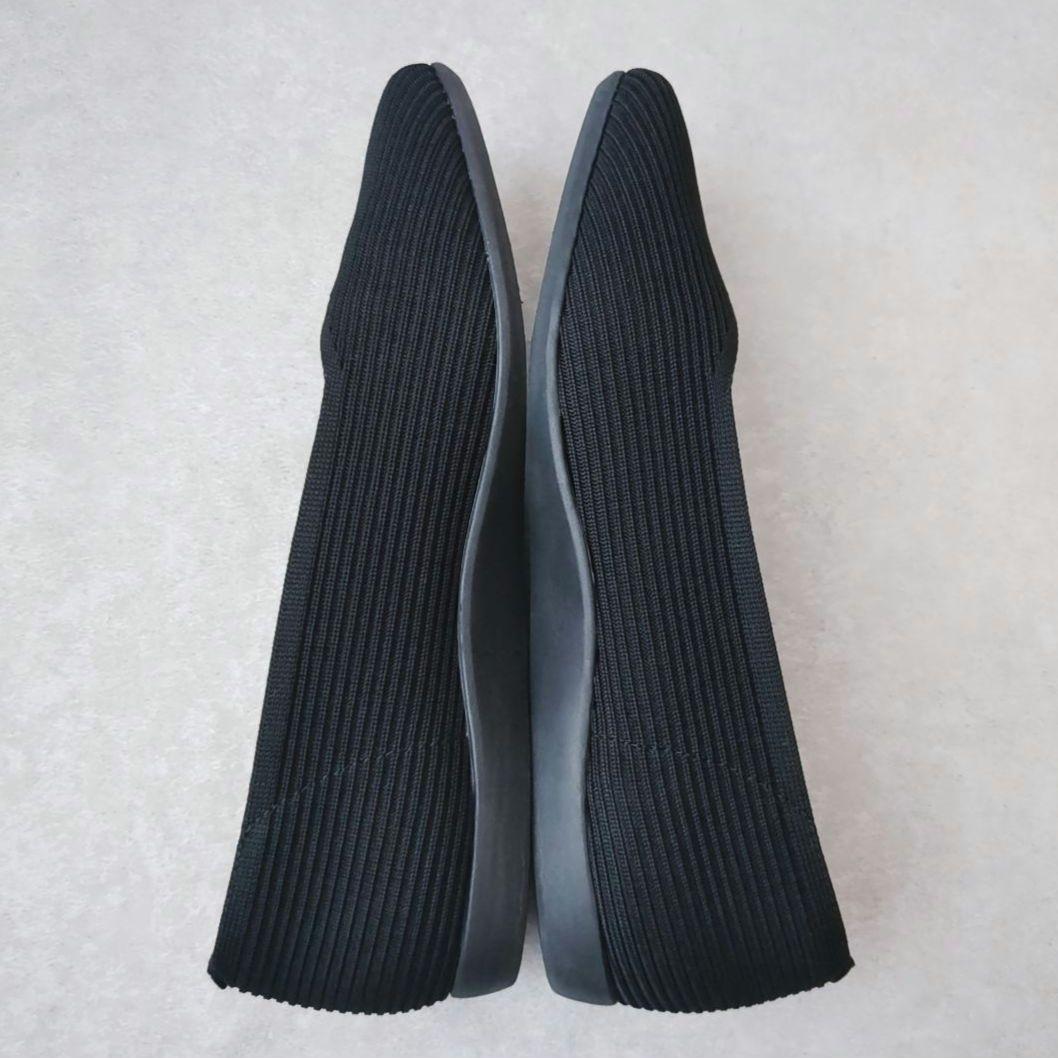 VIVAIA フラットシューズ　ニットパンプス スクエアトゥ 黒　ビバイア