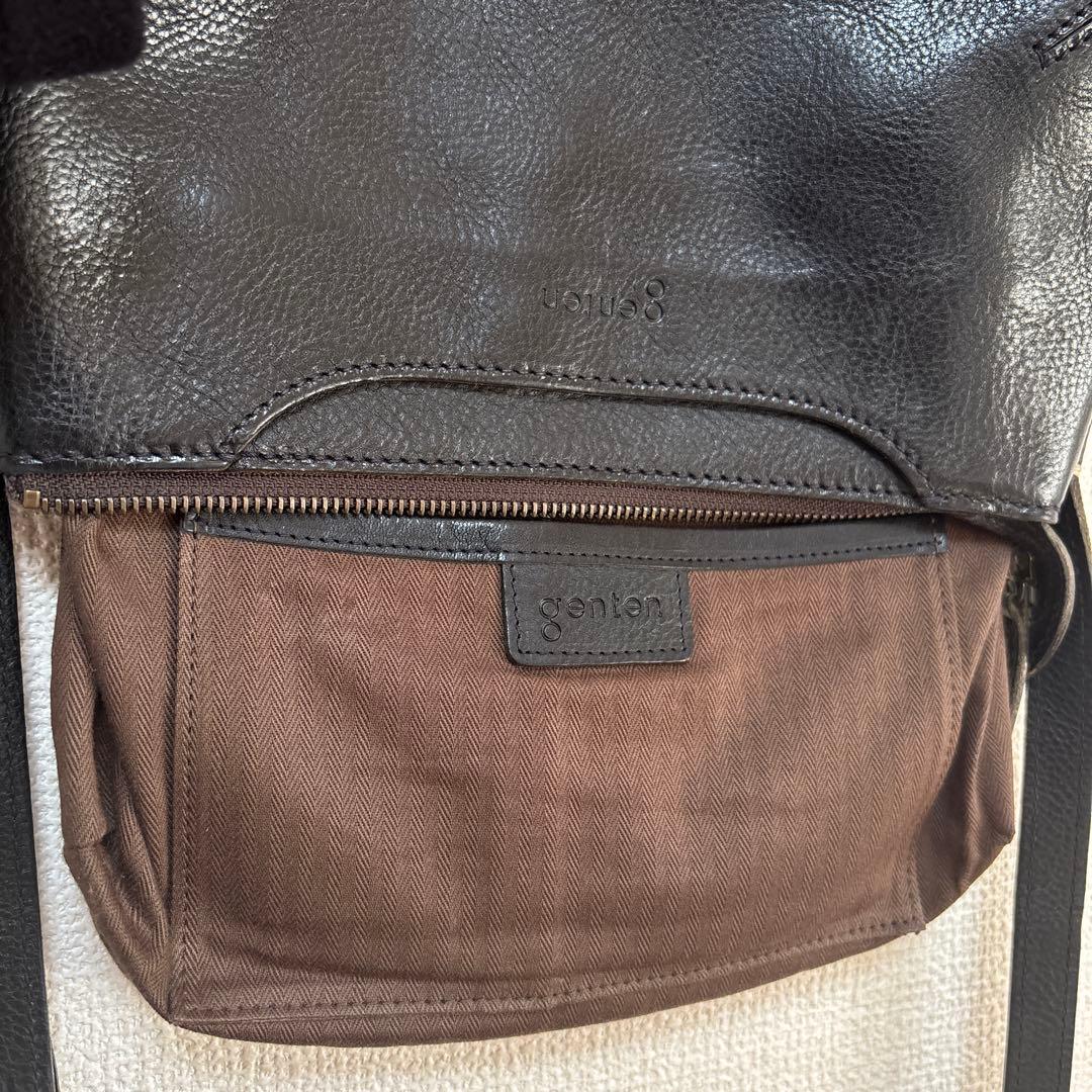 genten トスカ tosca ショルダーバッグ 黒 シボ 斜めがけ　本革