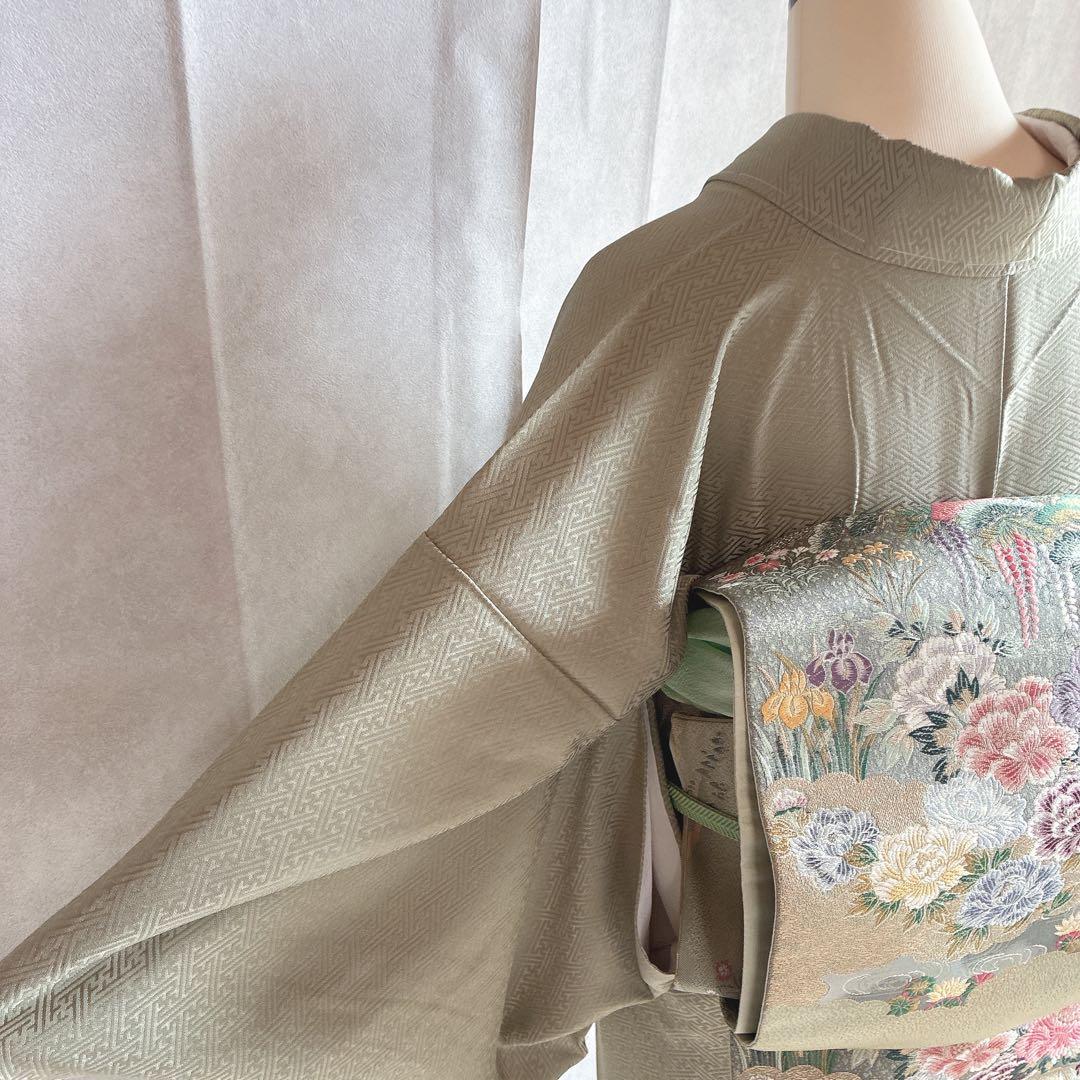 訪問着　フルセット　着物　正絹　入学式　卒業式　しつけ付　絞り　大人の淡色　J3