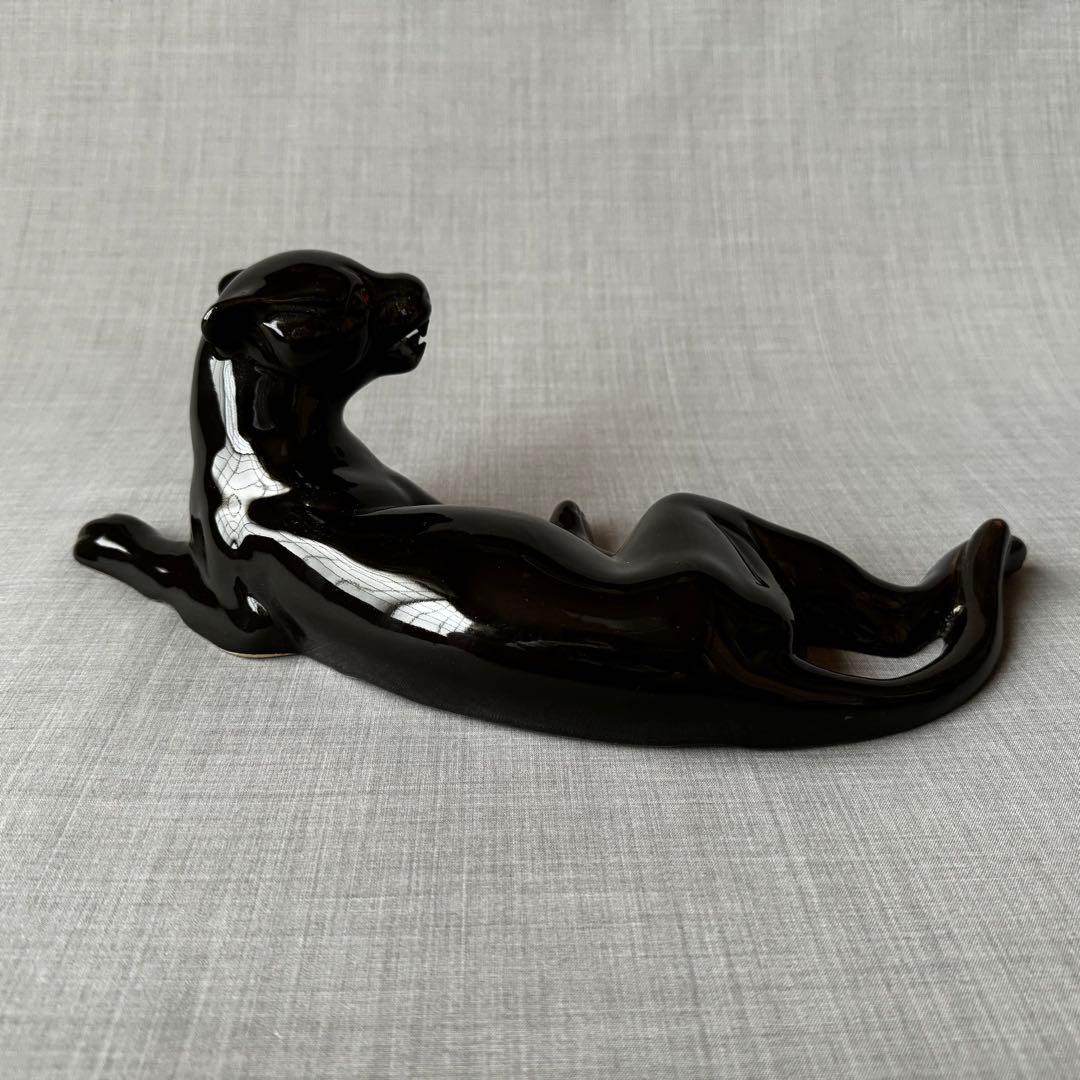 ヴィンテージ ブラックパンサー 黒豹 ペア オブジェ インテリア