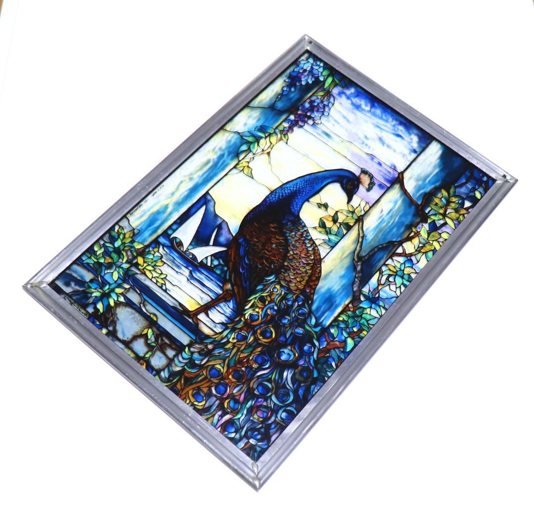ルイス・C・ティファニー 大型ヴィンテージ ステンドグラス 美術館 ピーコック