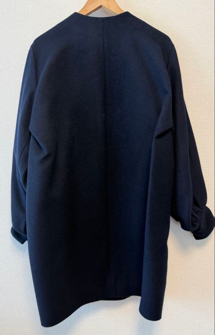 yori ダブルパフスリーブコート ネイビー