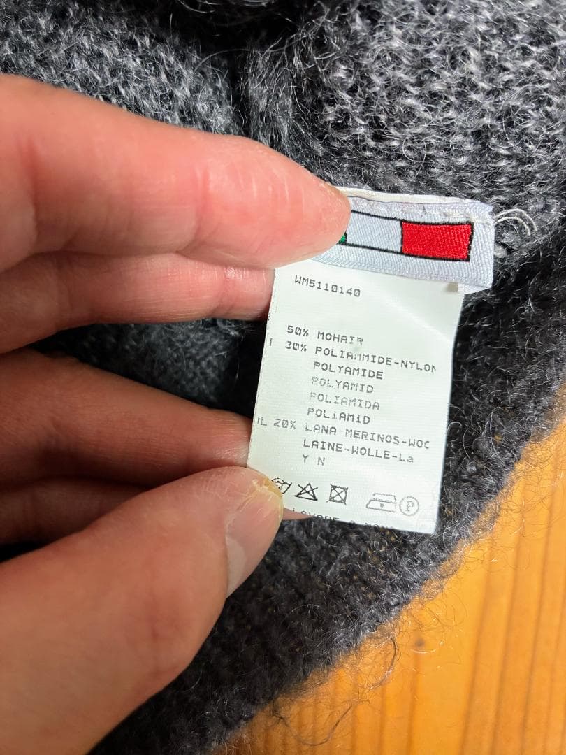 に*ょ様 BAFY モヘヤウールミドルゲージアーガイル柄ニットカーディガン 48