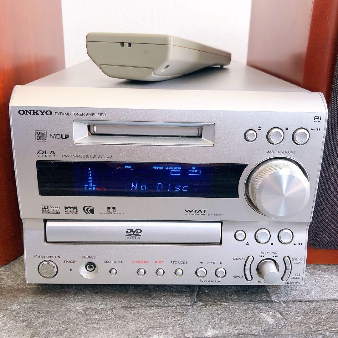 ONKYO DVD/CD/MDコンポ ブラウン スピーカー付き FR-9GXDV
