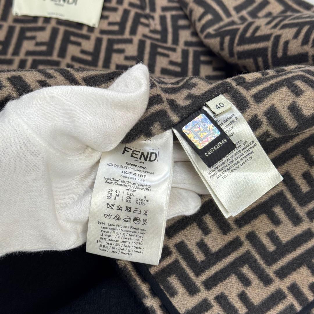 極美品 フェンディ ダブルフェイス ショートコート ウール ズッカ 黒 40