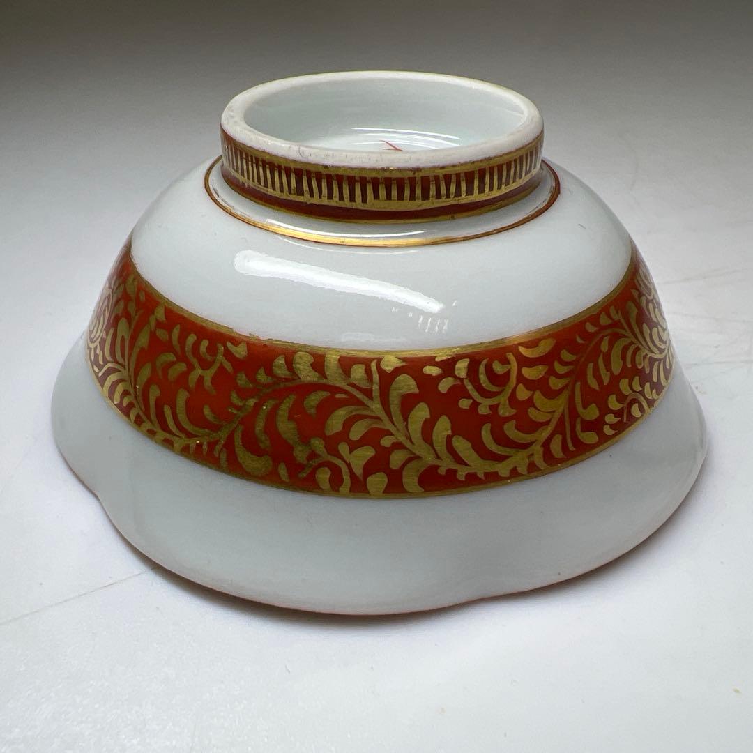 高明作（名工）九谷焼　金魚図盃　木箱付　幅約7㎝　東Y8-0204☆2F